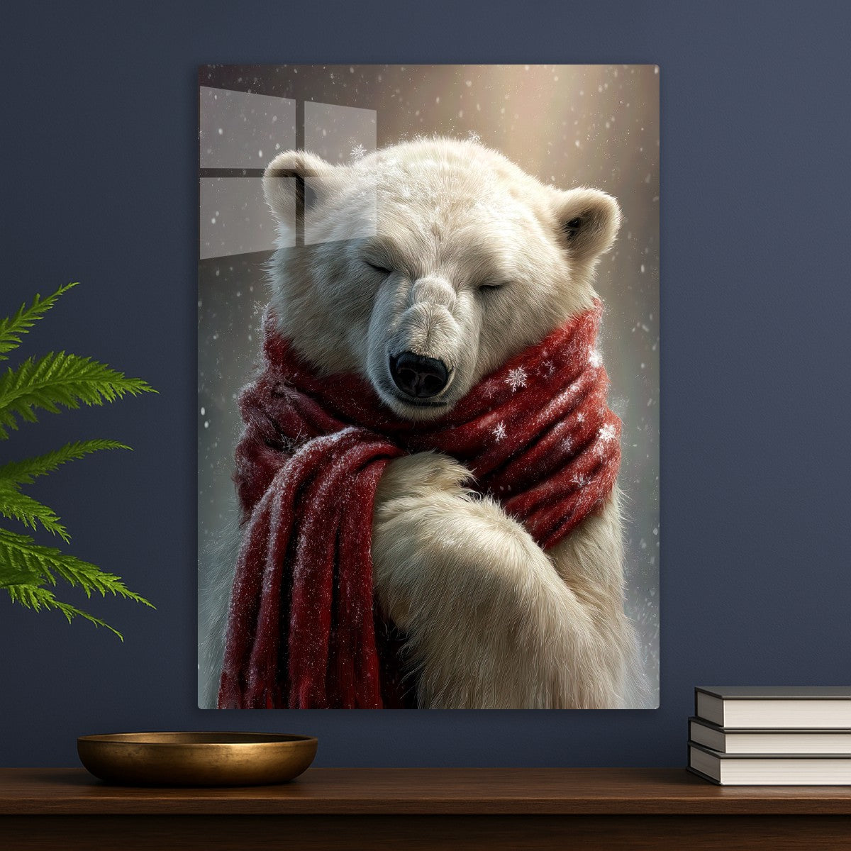 Polar Bear Wearing Red Scarf