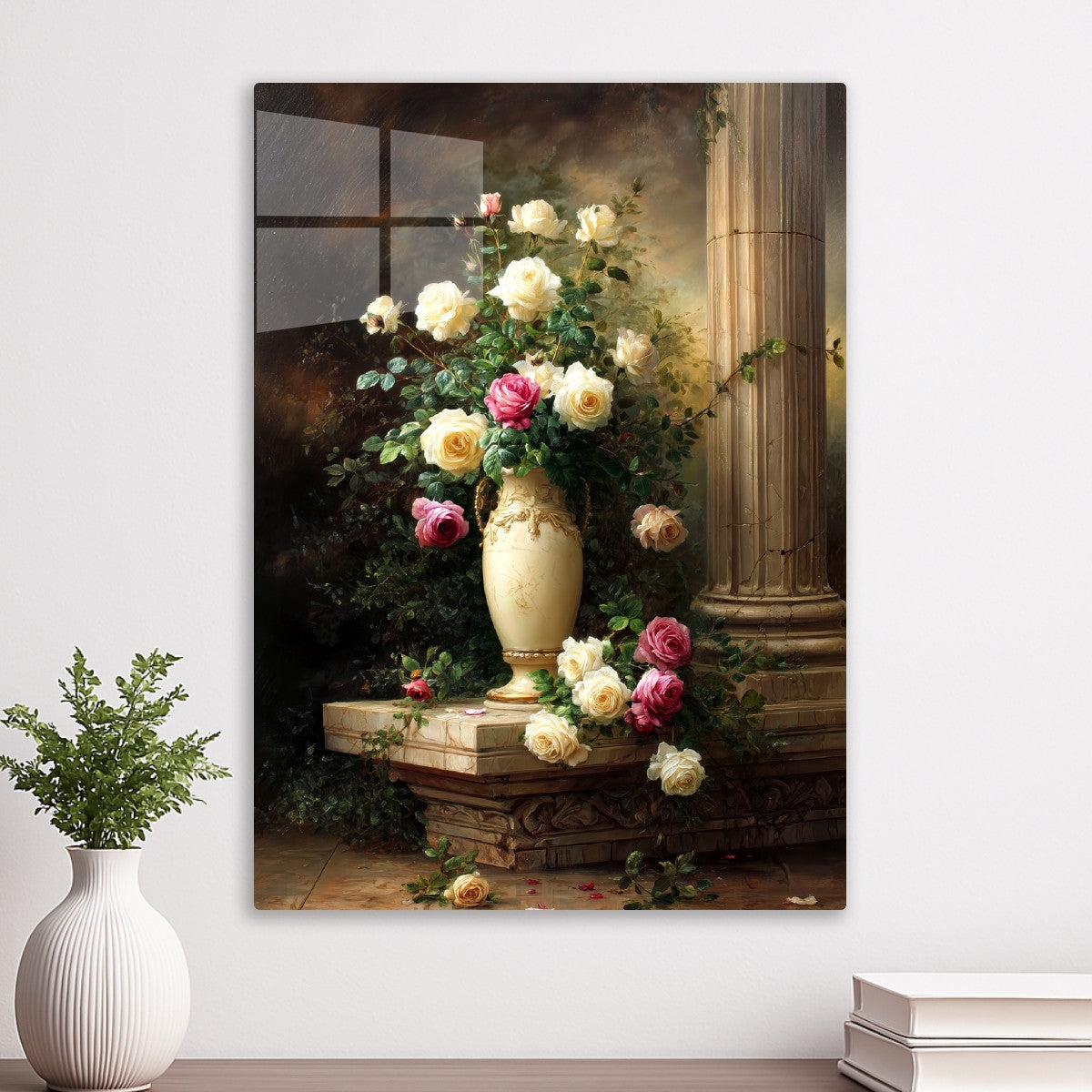 White Roses in Vase