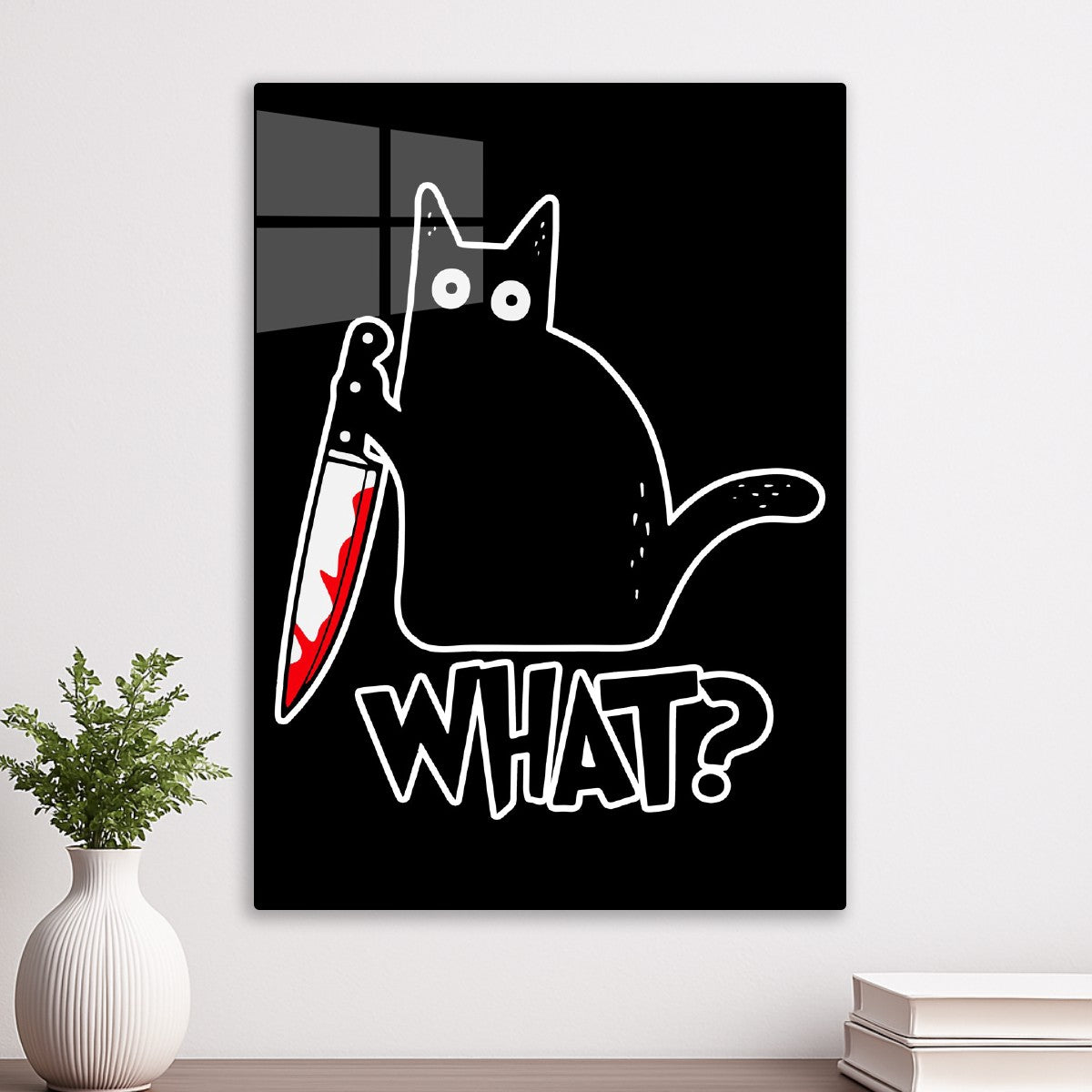 Funny Black Cat With Knife 