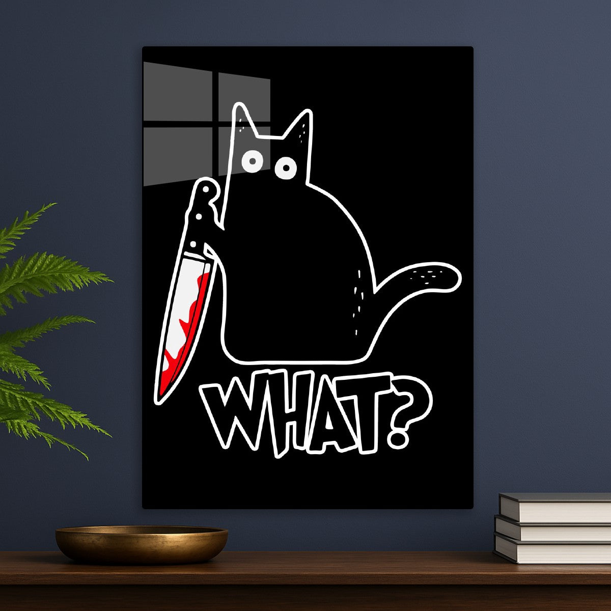 Funny Black Cat With Knife 