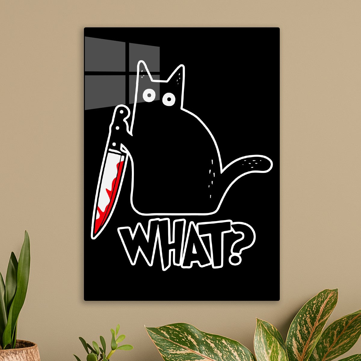 Funny Black Cat With Knife 