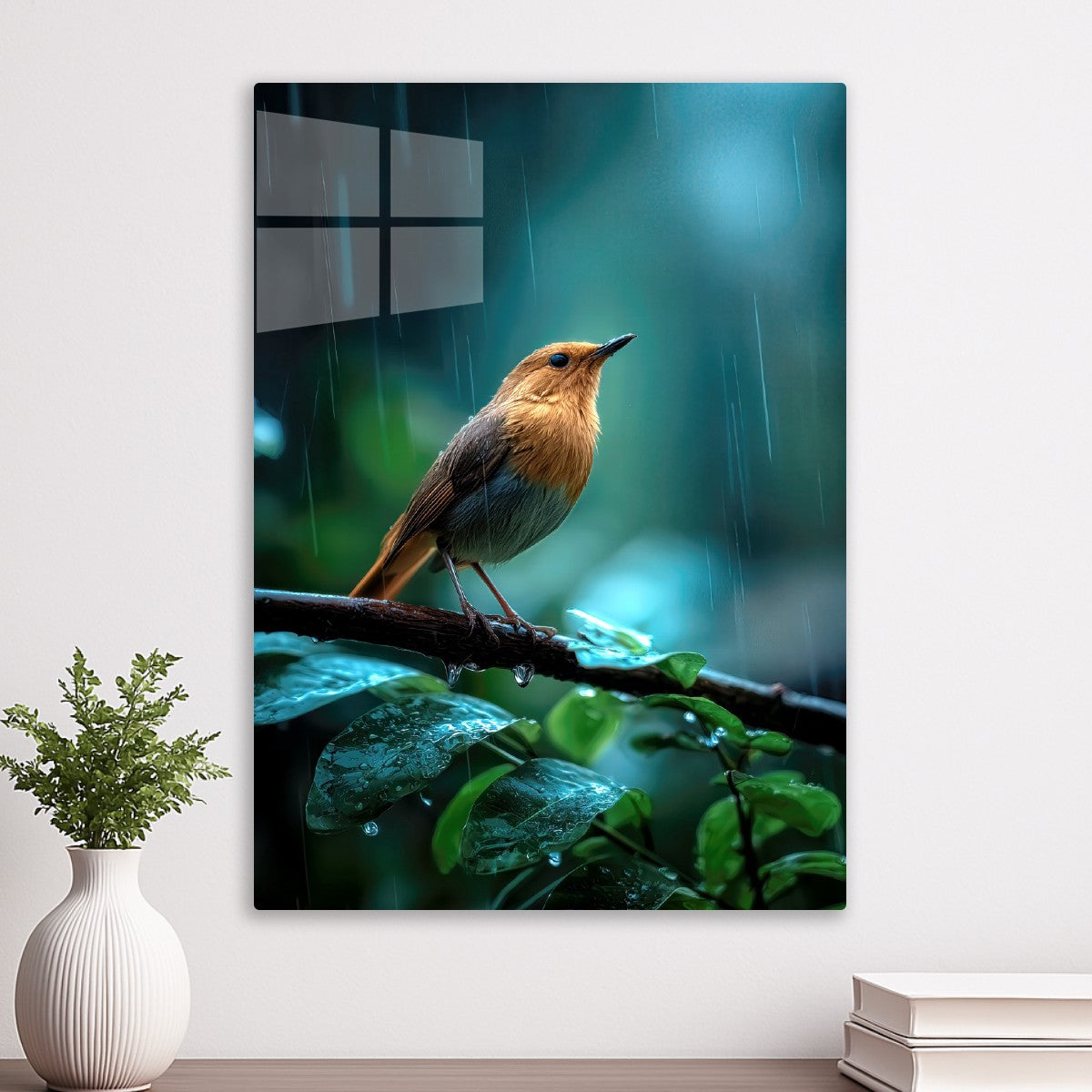 Colorful Bird In The Rain