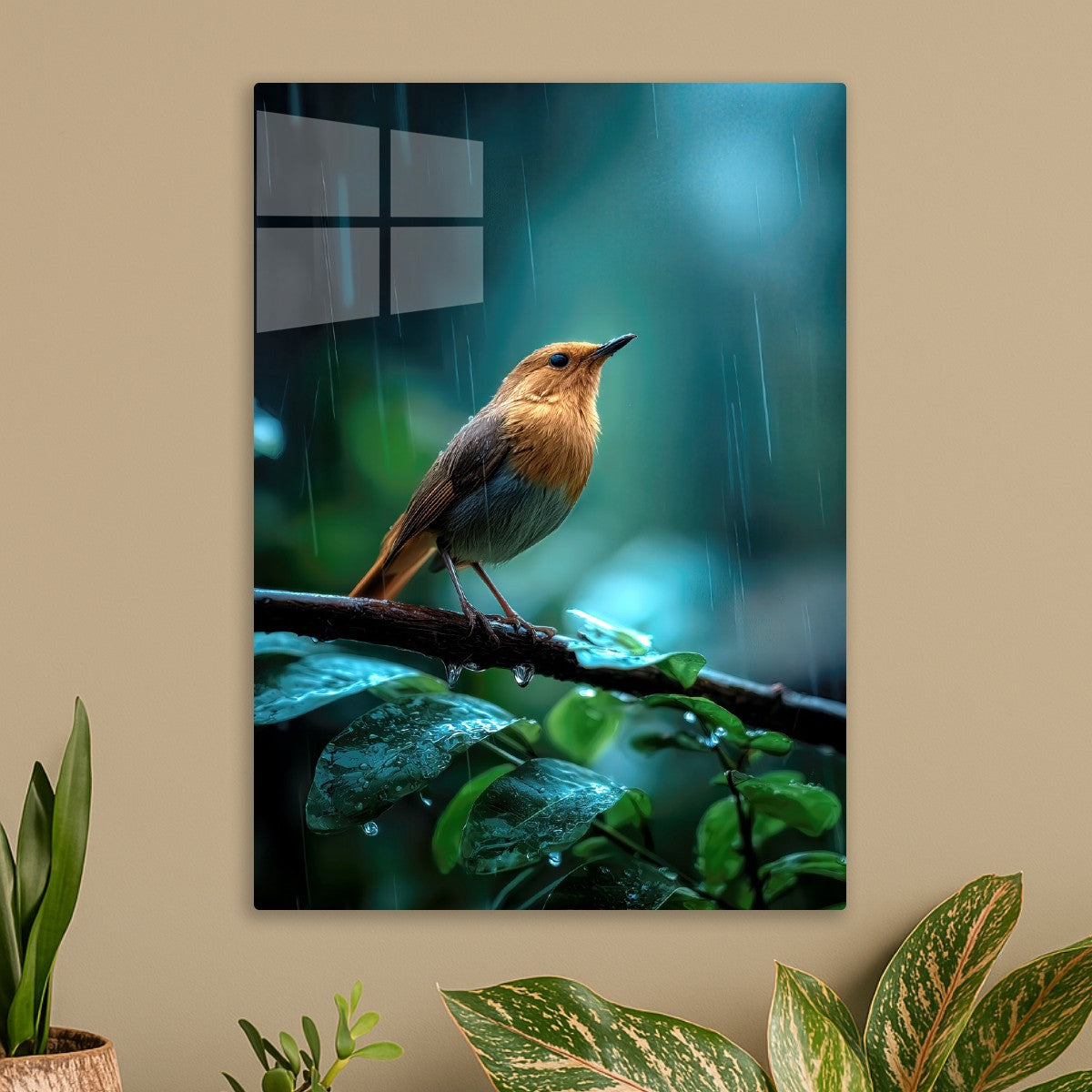 Colorful Bird In The Rain