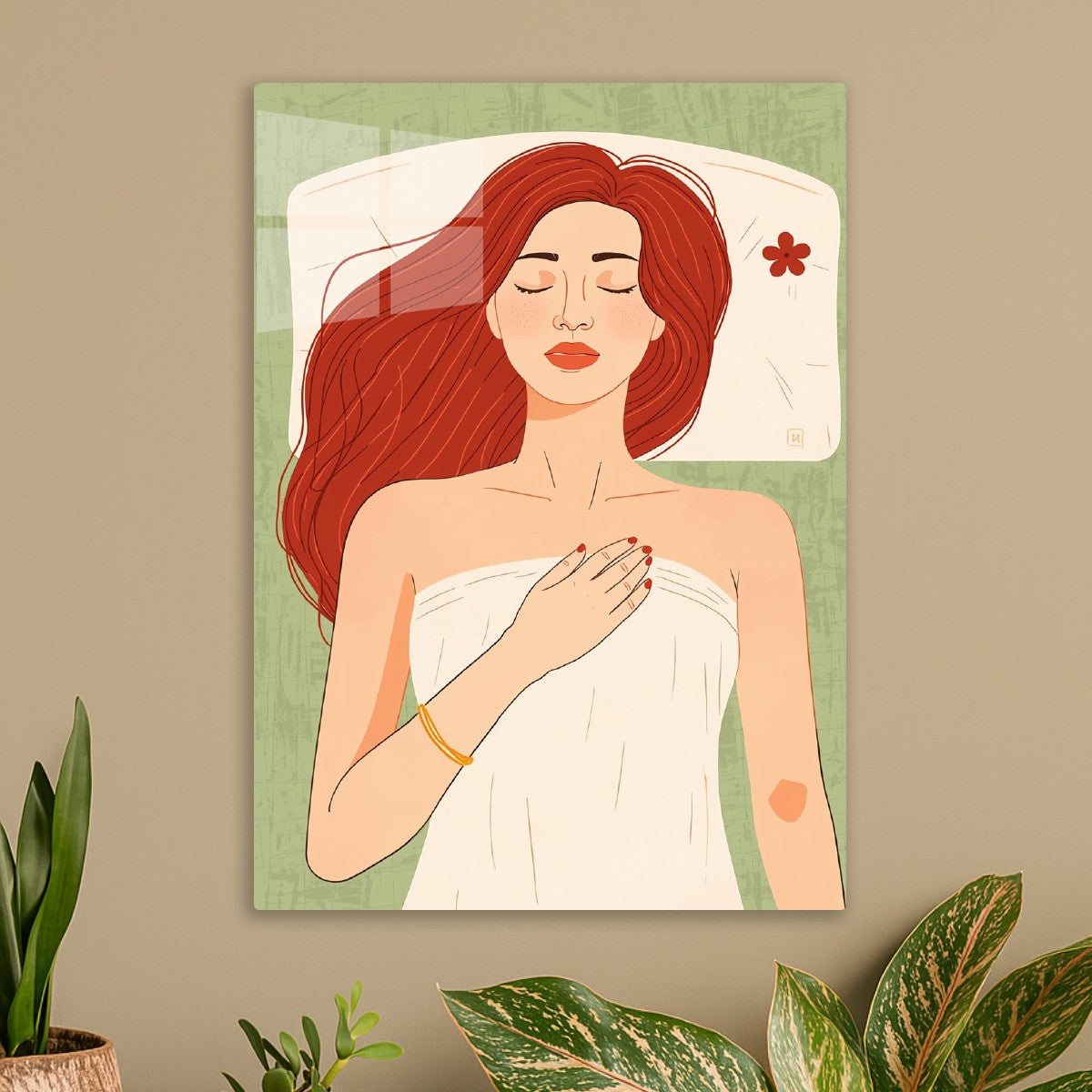 Sleeping red hair lady