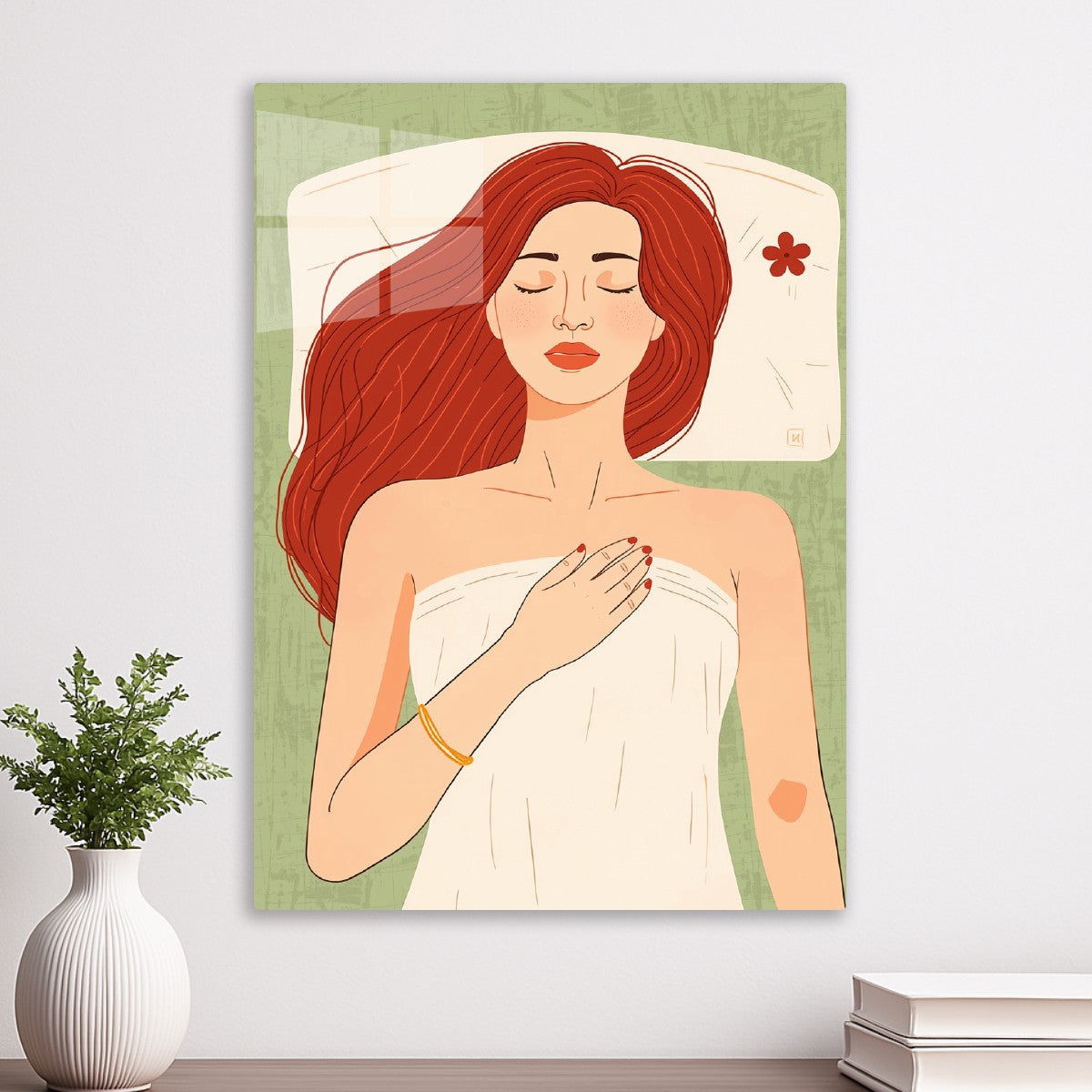 Sleeping red hair lady