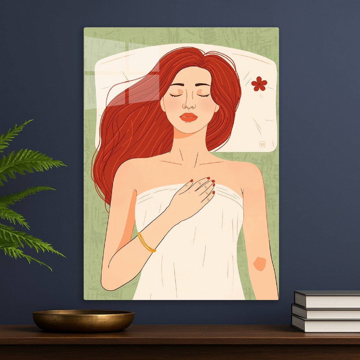 Sleeping red hair lady