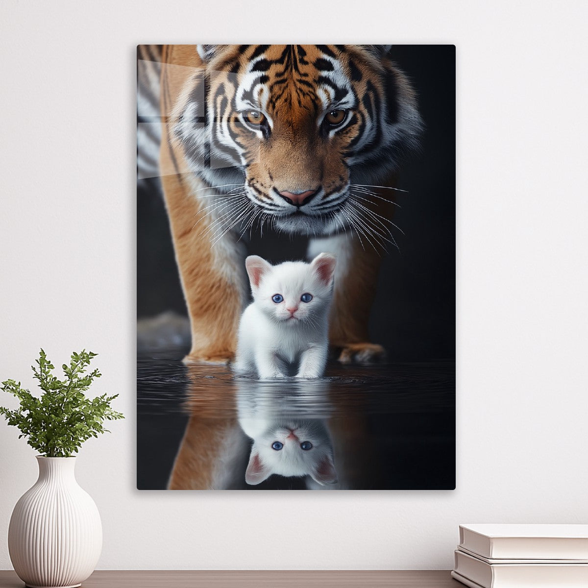 White cat and tiger
