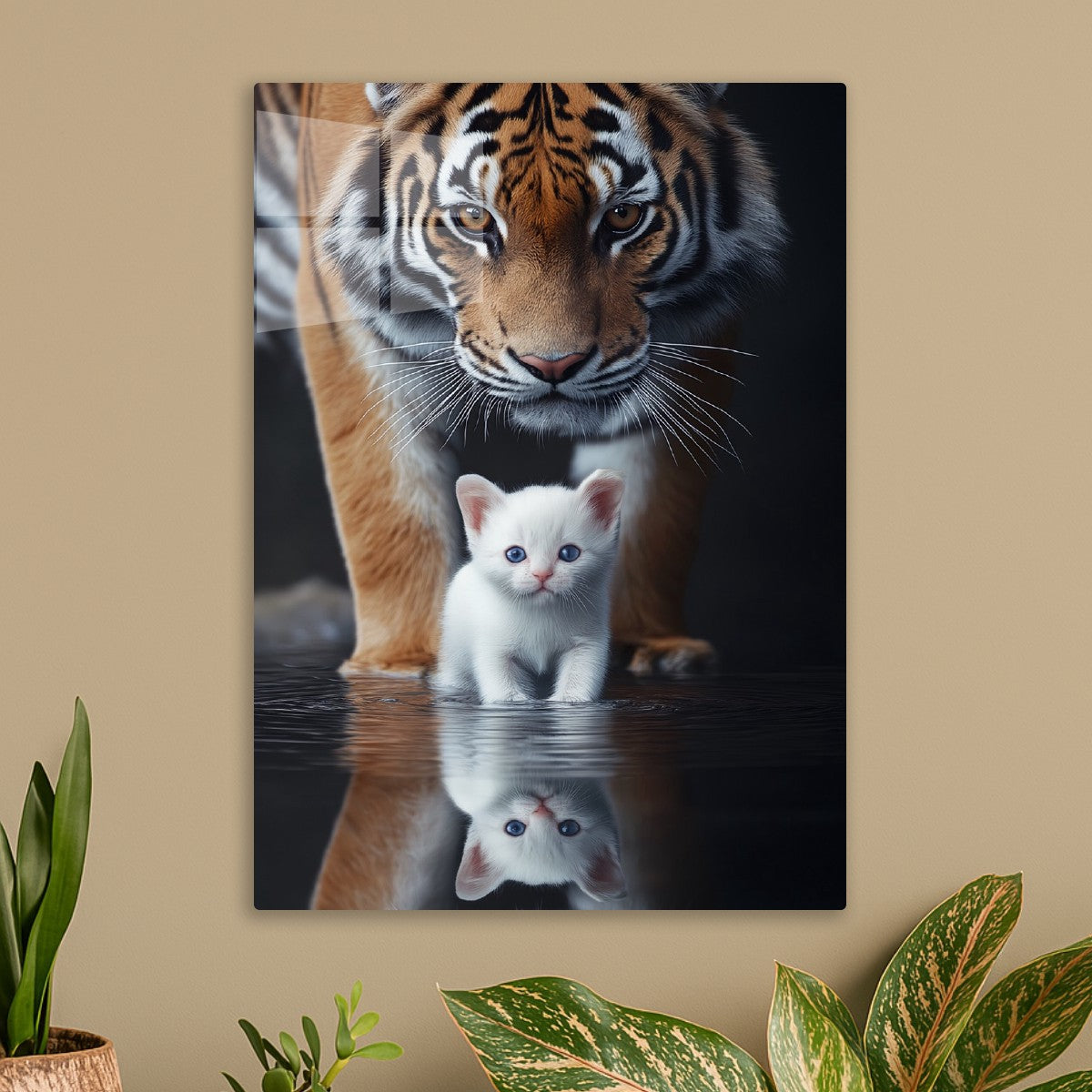 White cat and tiger