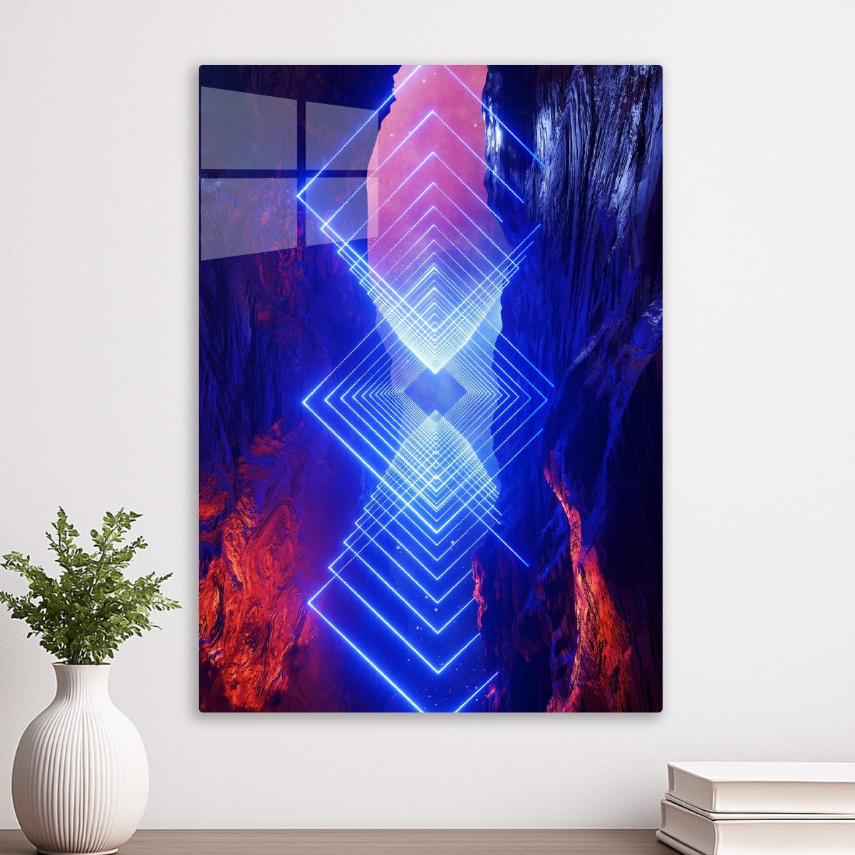 Neon landscape: Squares blue