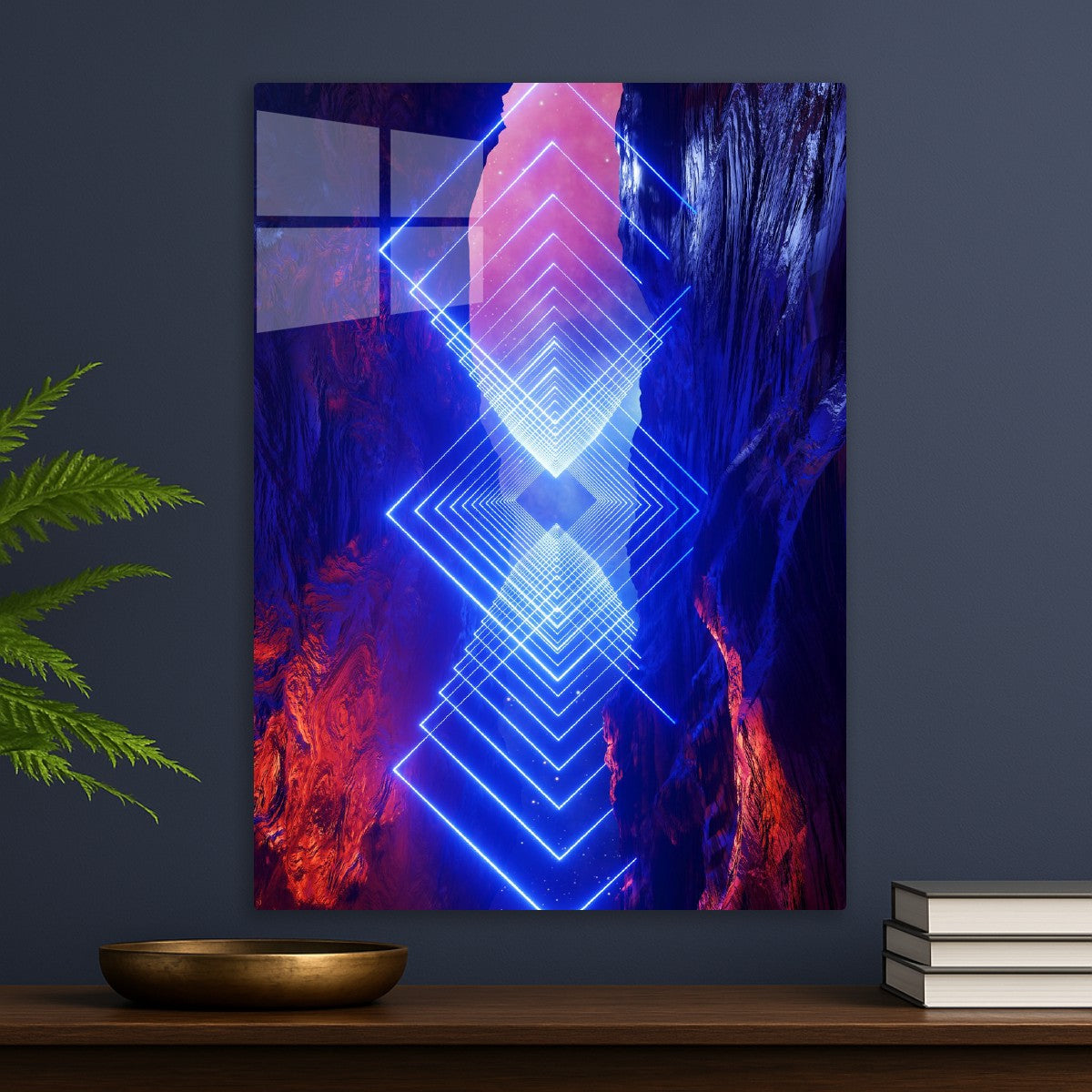 Neon landscape: Squares blue