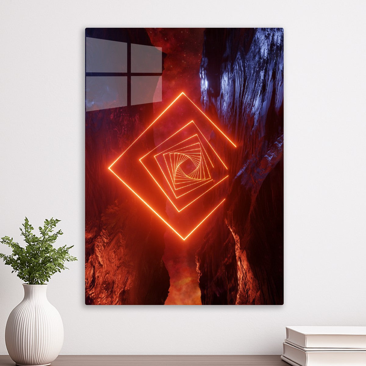 Neon landscape: Squares red