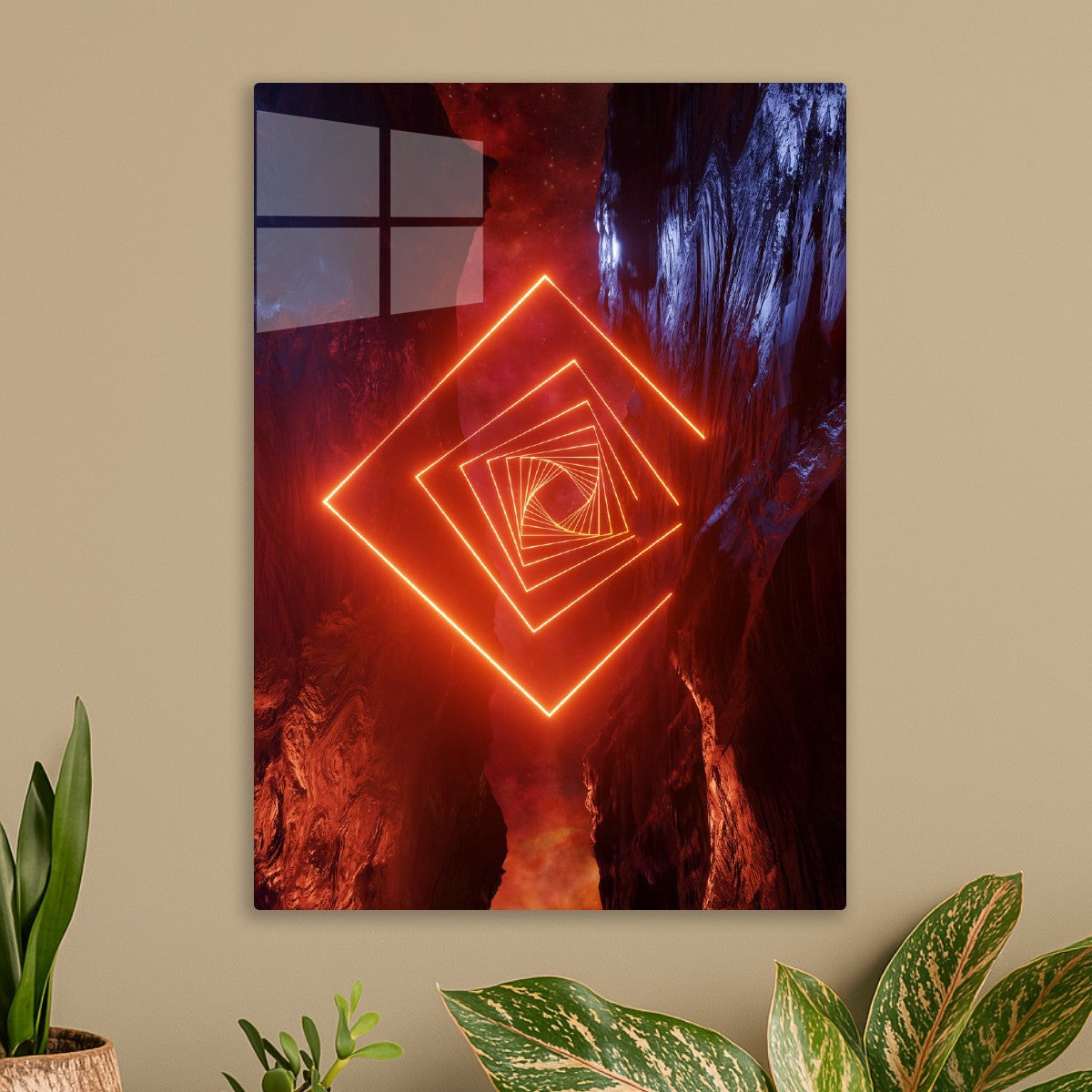 Neon landscape: Squares red