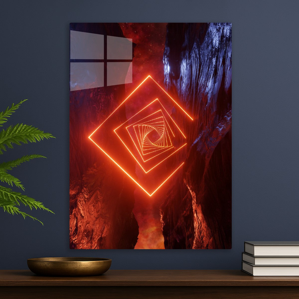 Neon landscape: Squares red