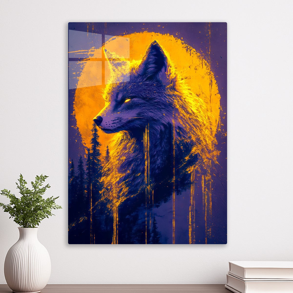 Fox with golden moon