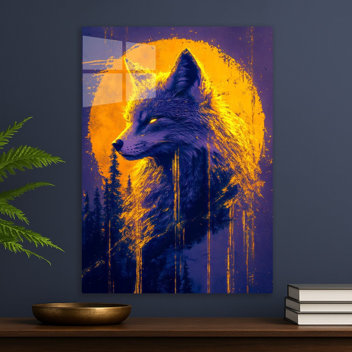 Fox with golden moon