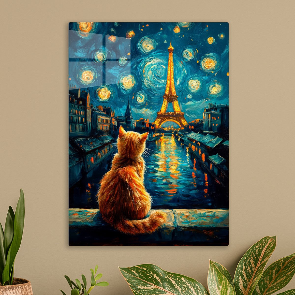 Cat looking at the Eiffel Tower