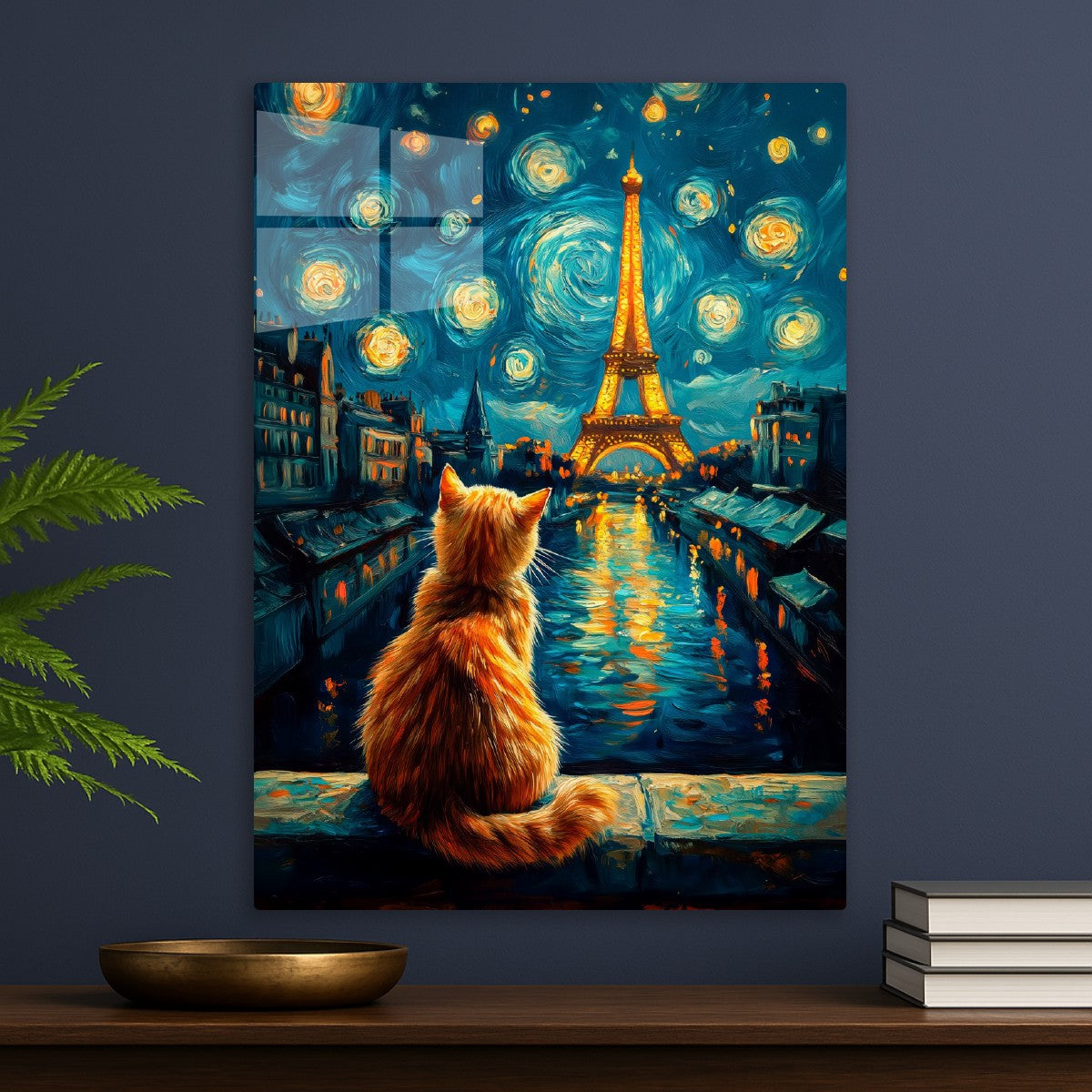 Cat looking at the Eiffel Tower