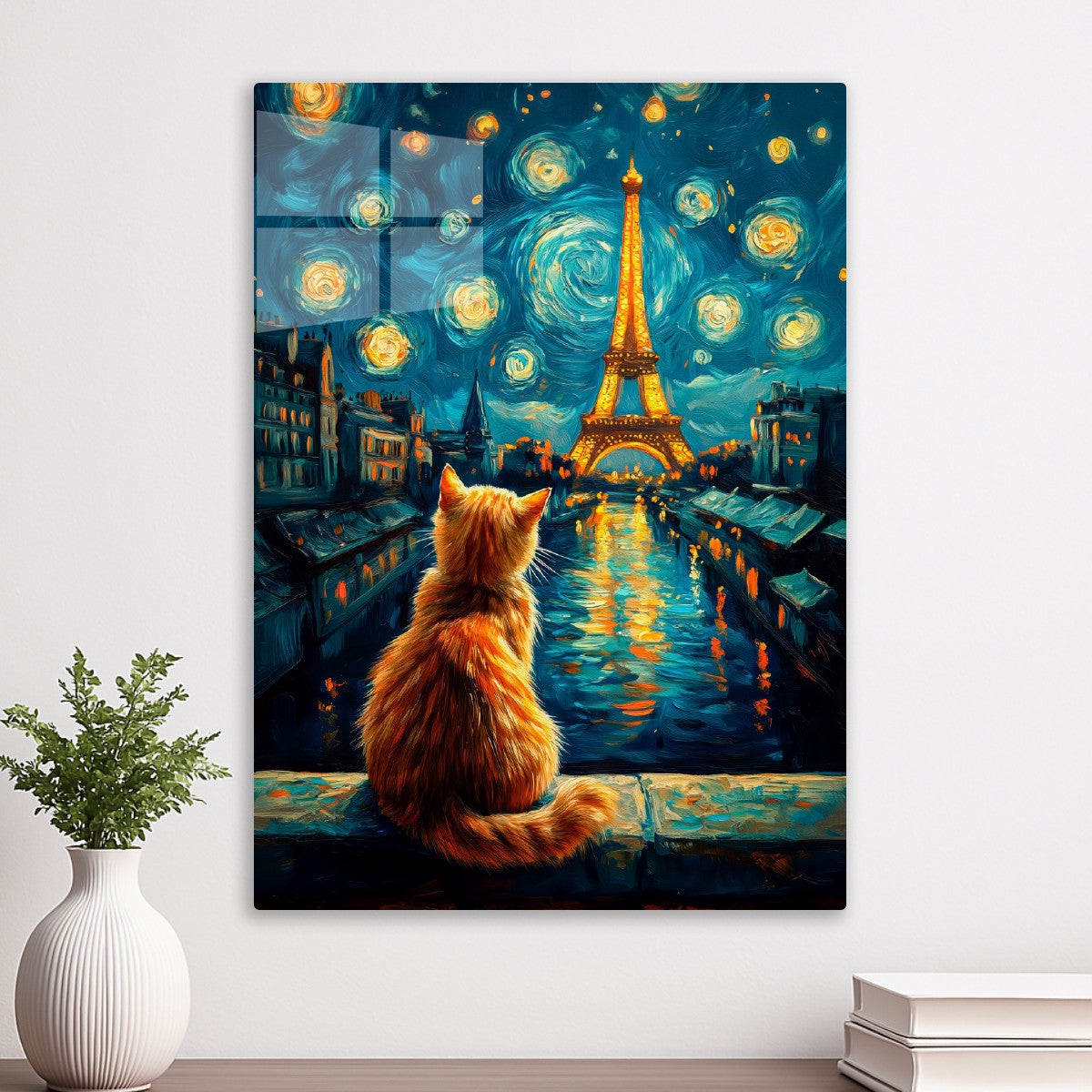 Cat looking at the Eiffel Tower