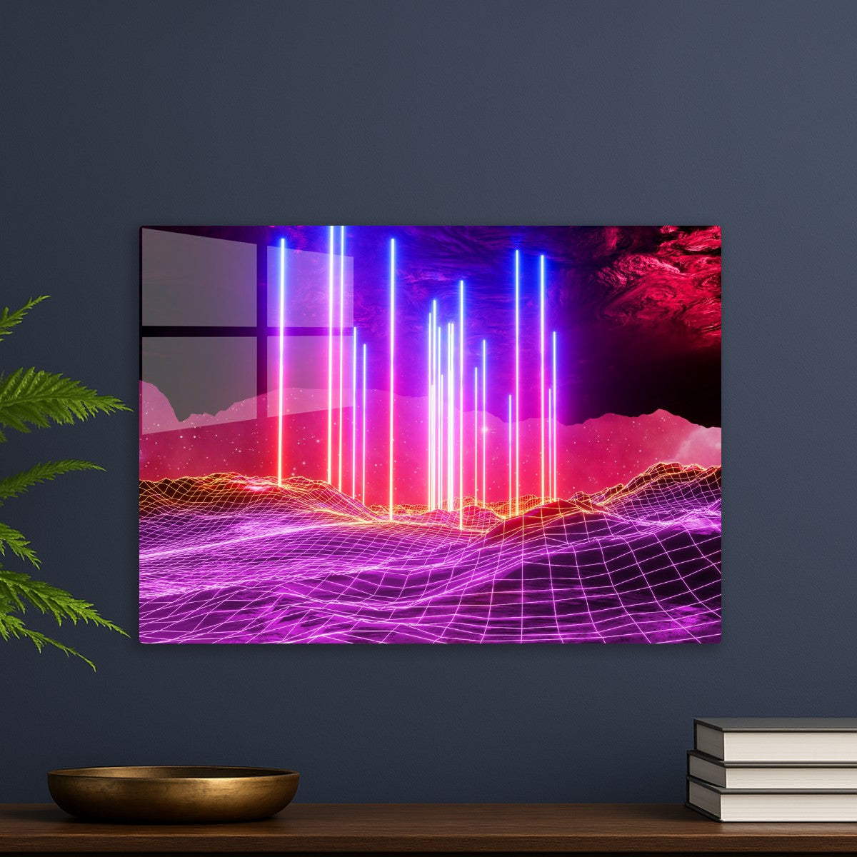 Neon space landscape: Rays