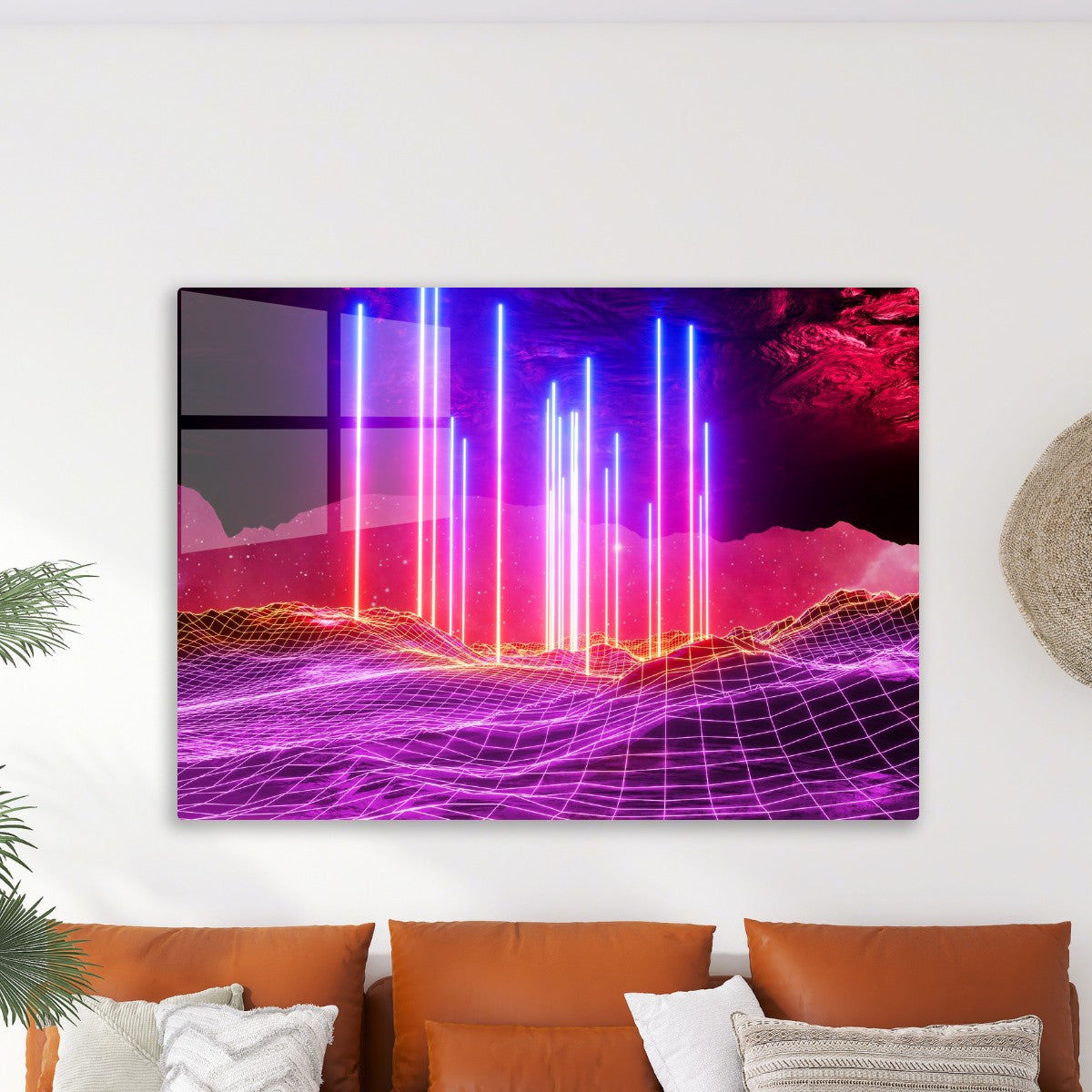 Neon space landscape: Rays