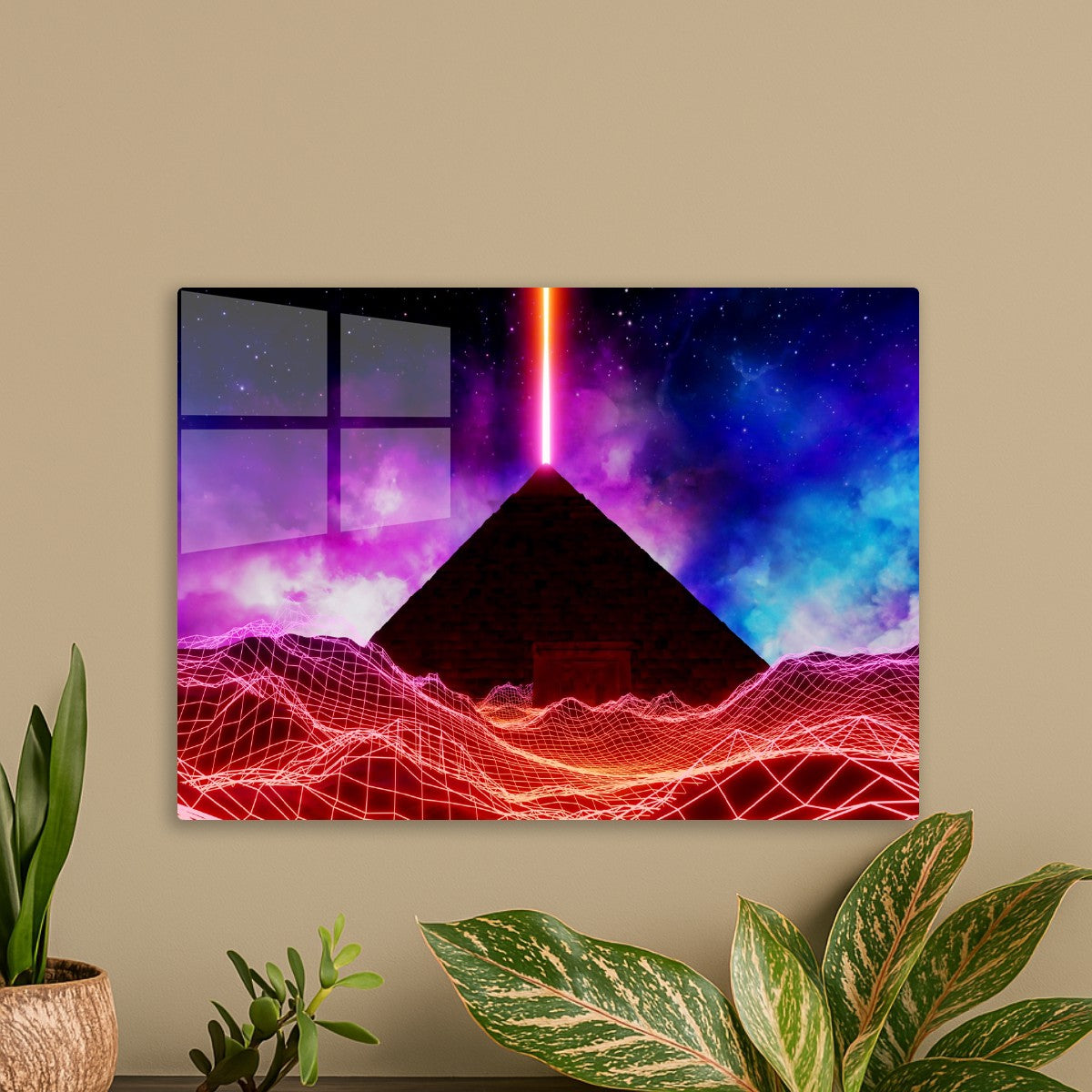 Neon space landscape: Pyramid
