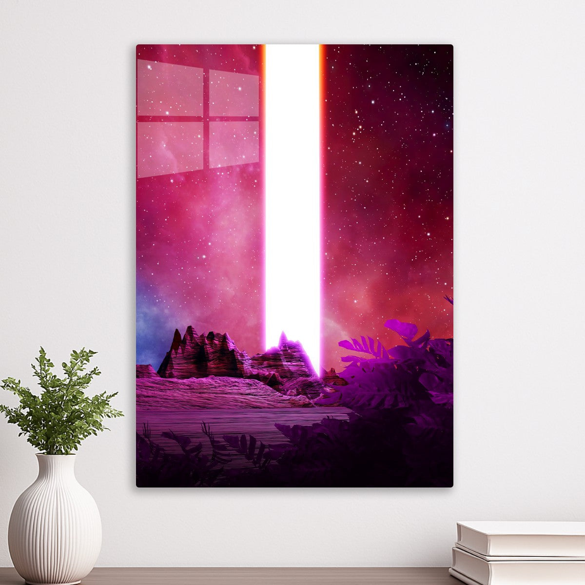 Neon landscape: Pillar of ligh