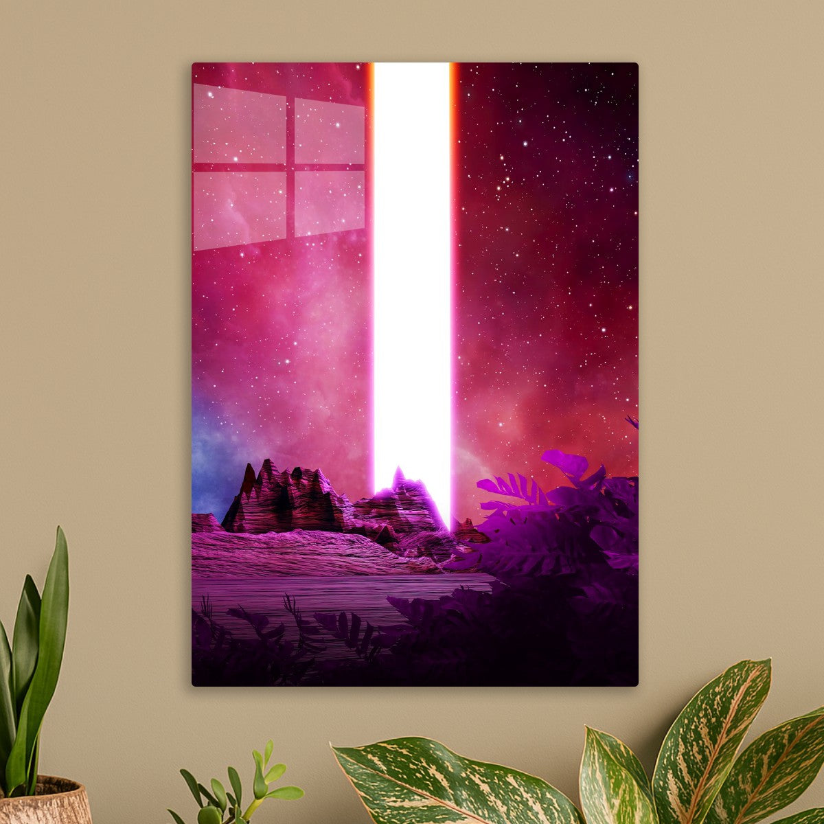 Neon landscape: Pillar of ligh