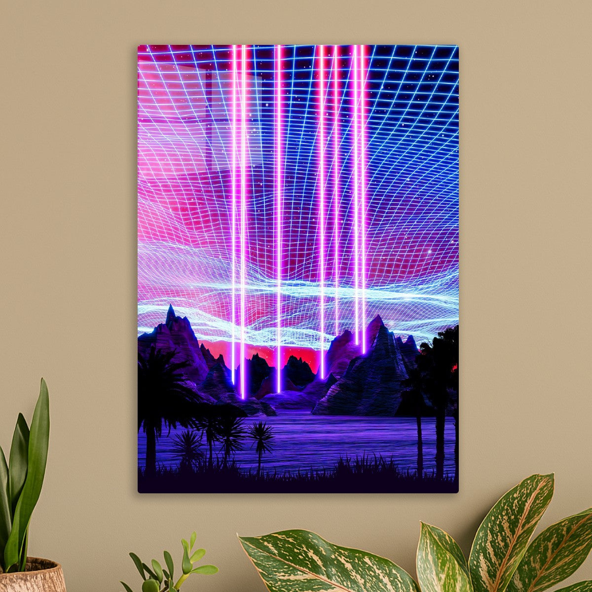 Neon landscape: Rays of light