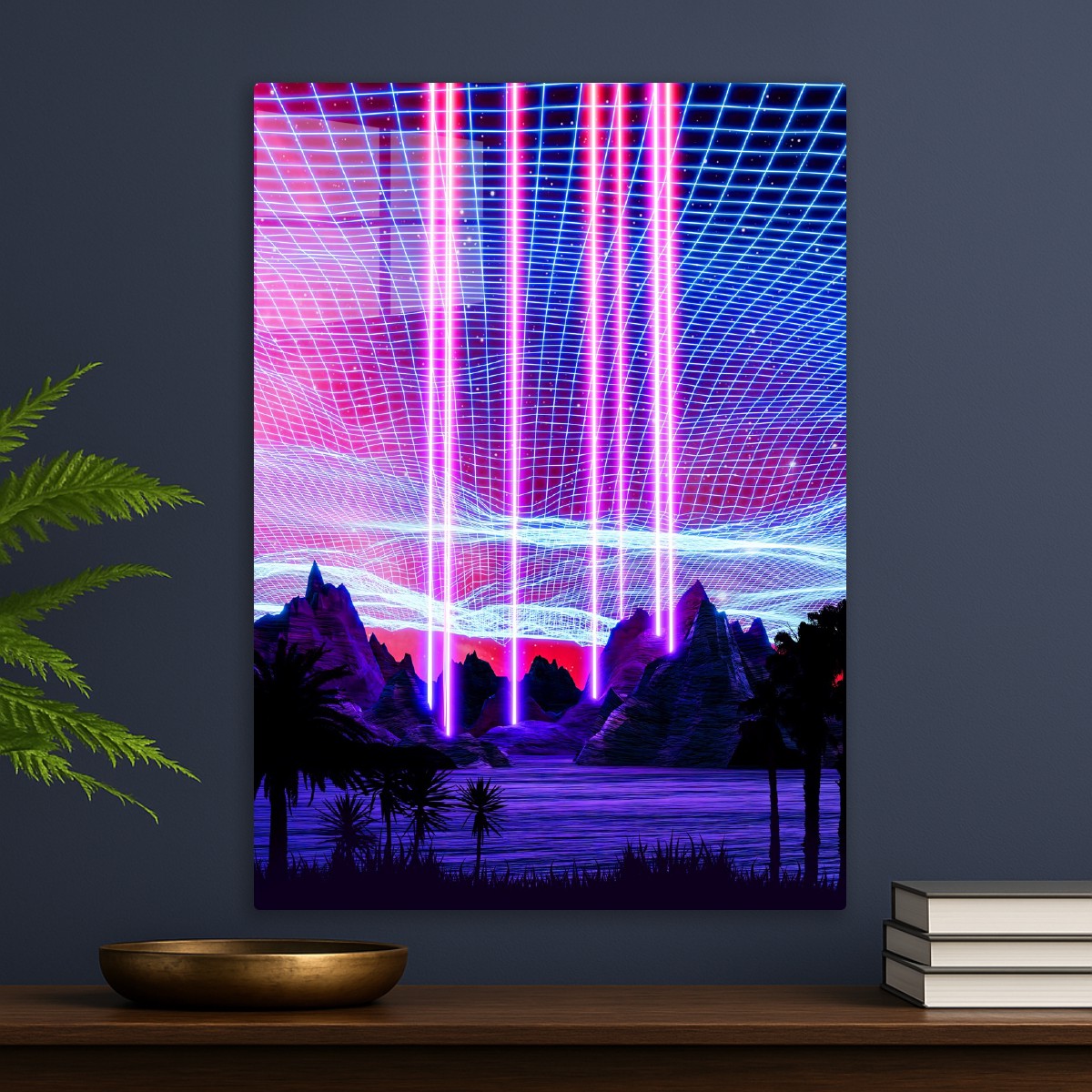 Neon landscape: Rays of light