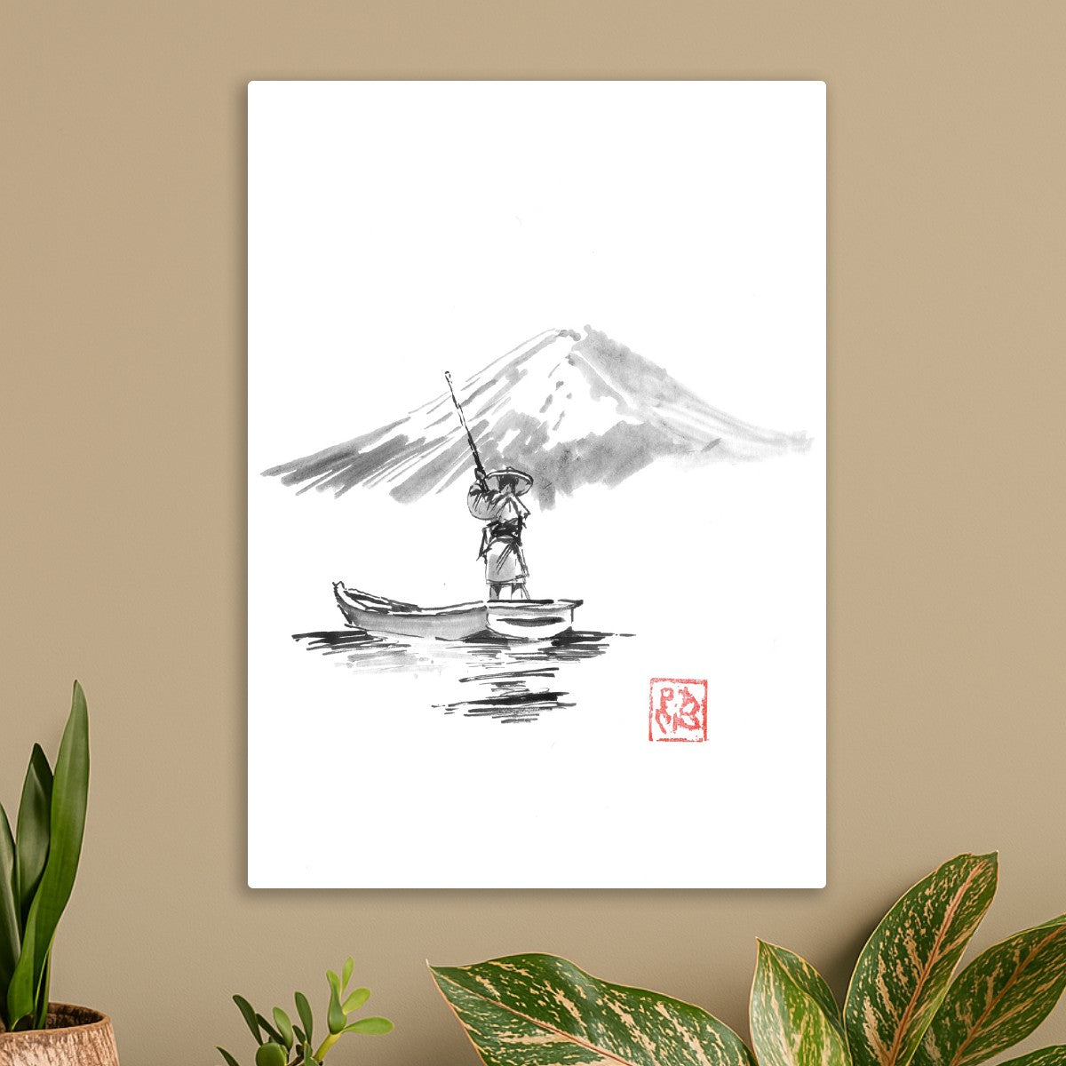 fisherman in front of fuji