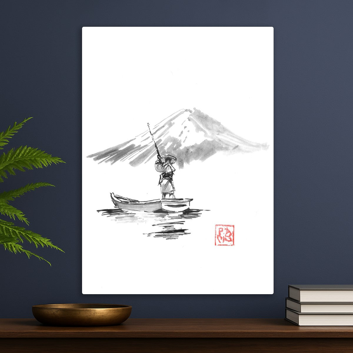 fisherman in front of fuji