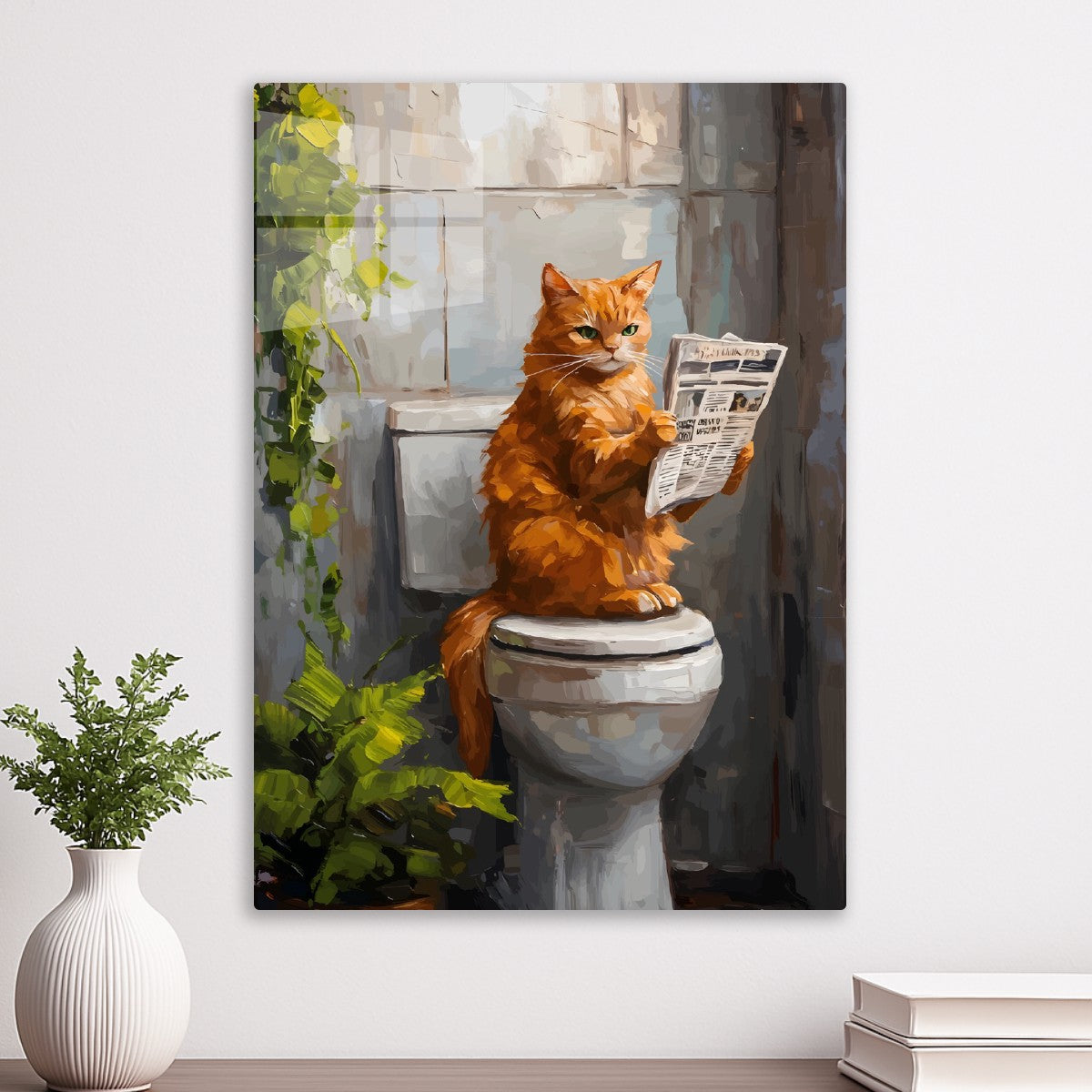 Funny cat reading newspaper