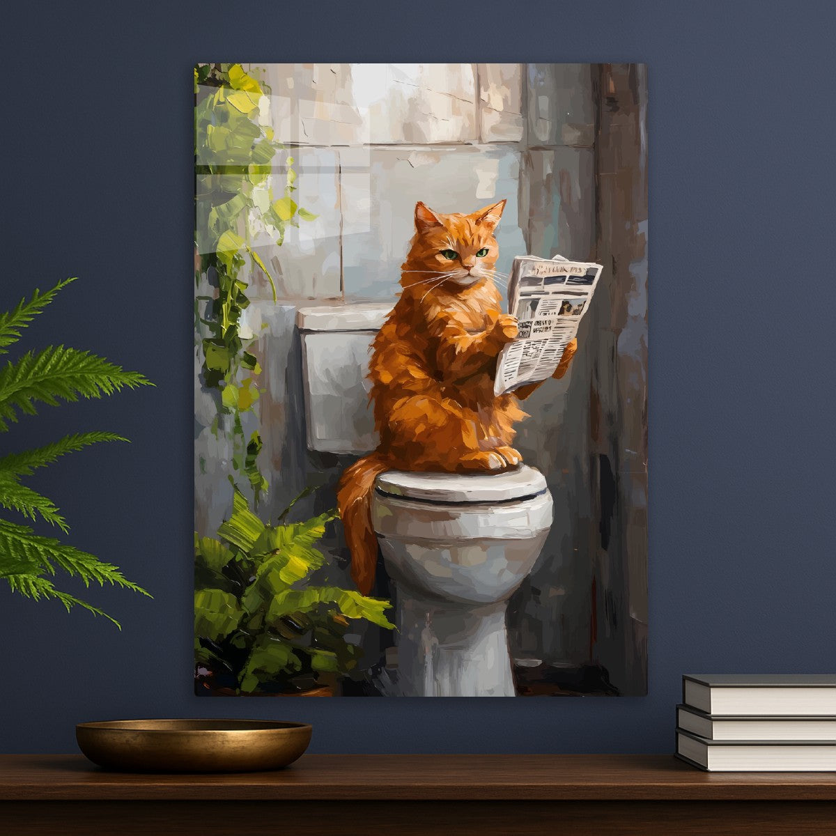 Funny cat reading newspaper