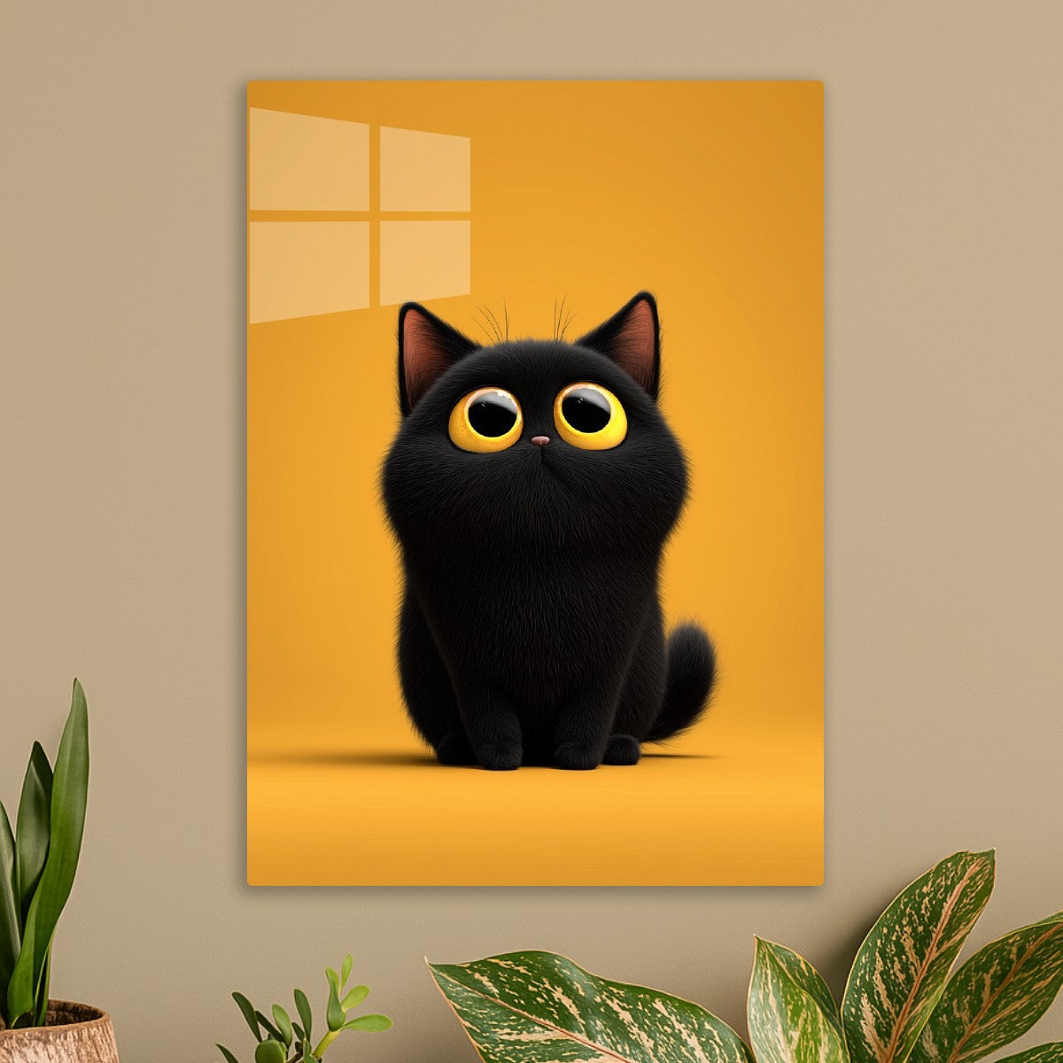 Black cat with yellow eyes