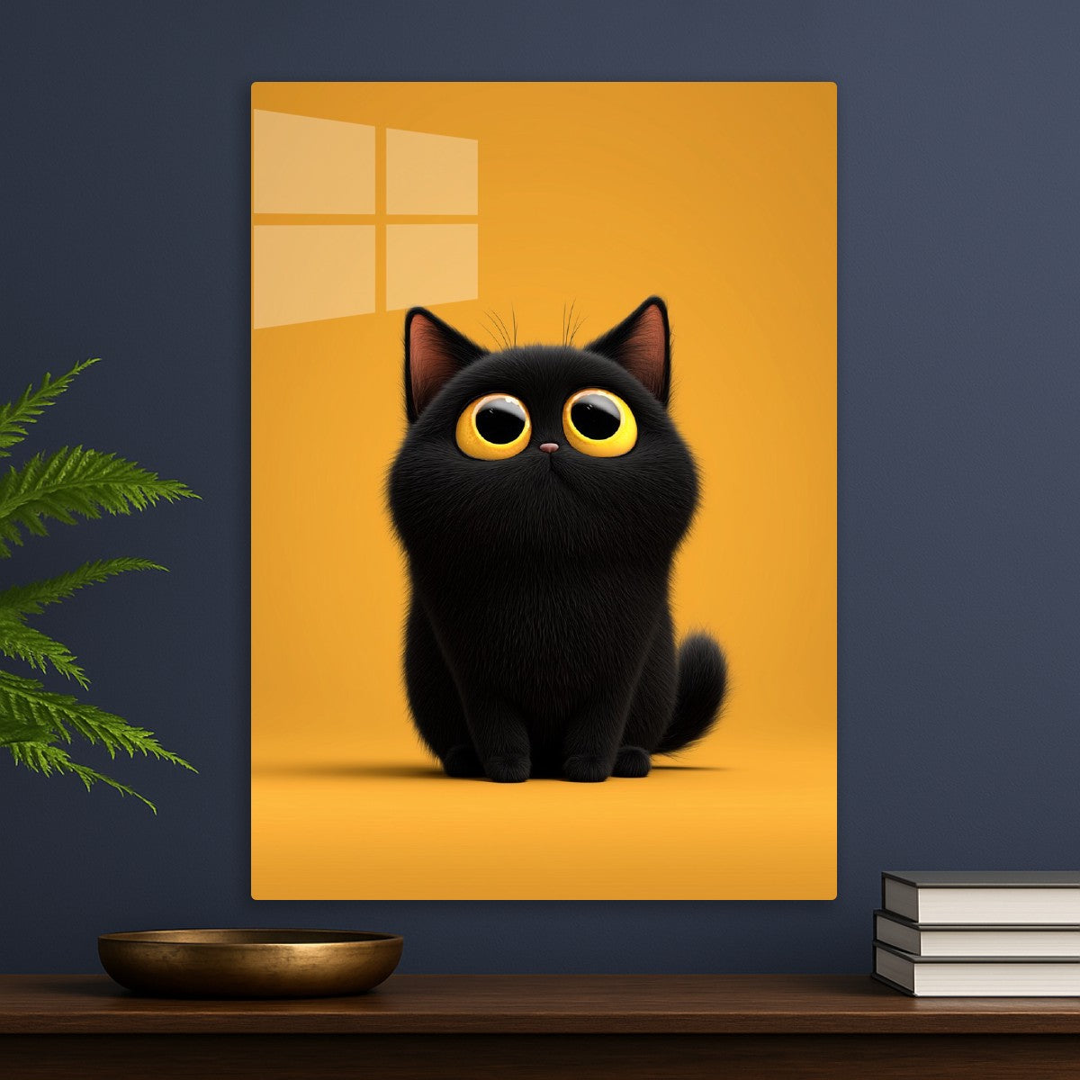 Black cat with yellow eyes