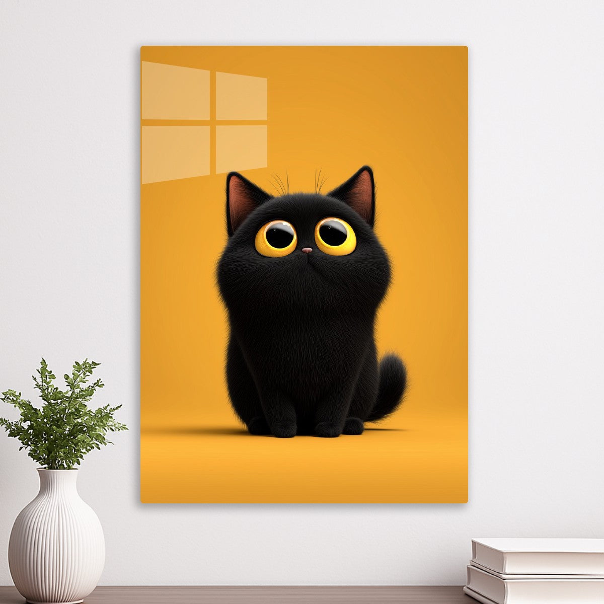 Black cat with yellow eyes