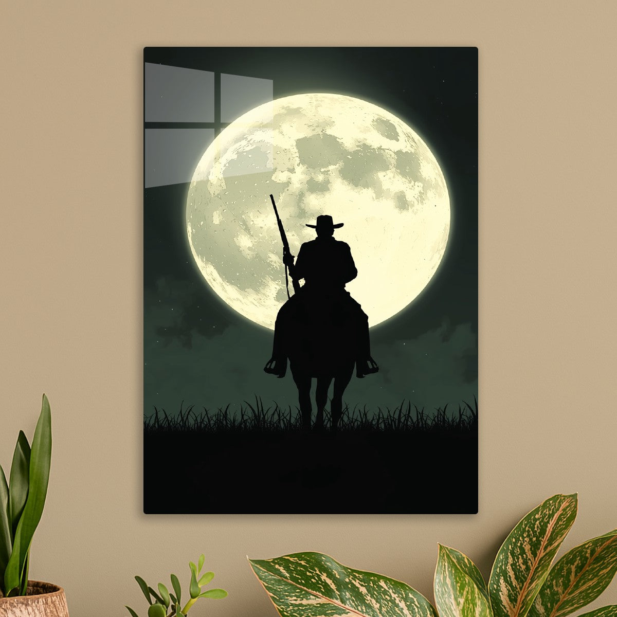 Moonlit Cowboy Silhouette