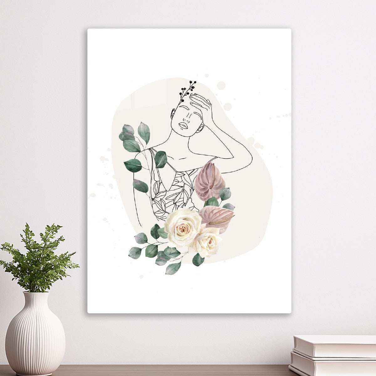 Woman with Watercolor Flowers