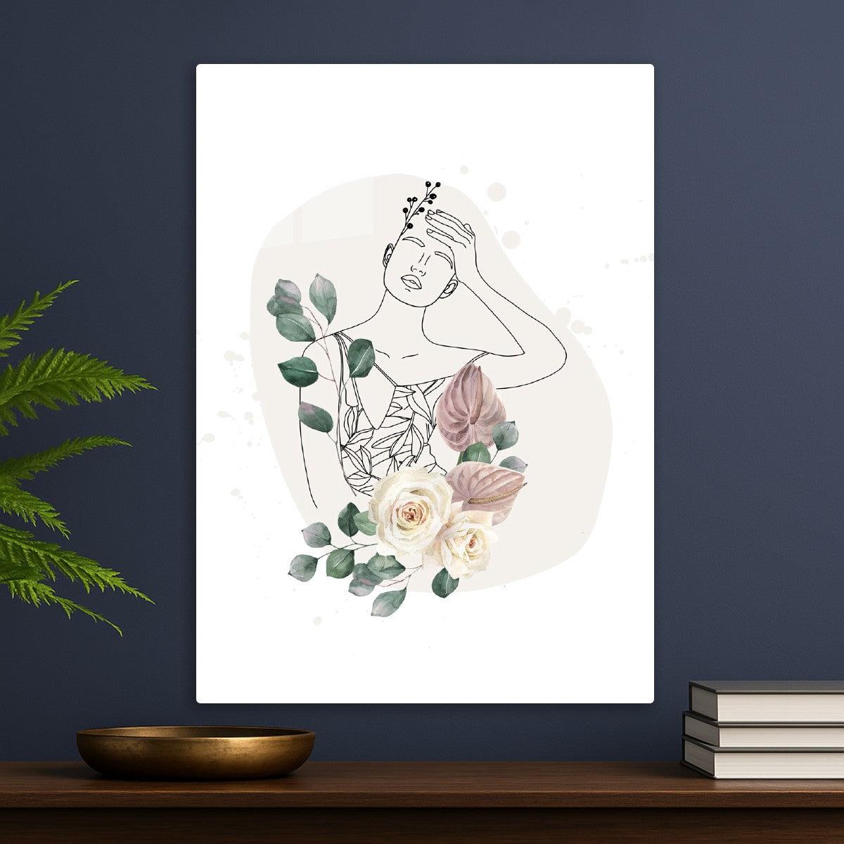 Woman with Watercolor Flowers