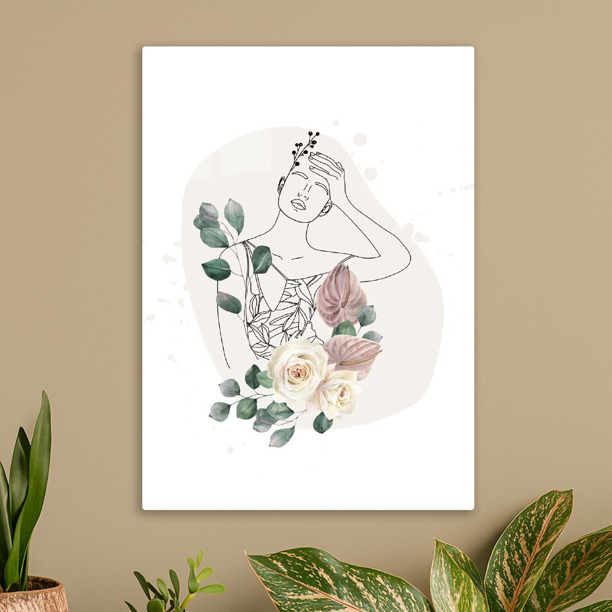 Woman with Watercolor Flowers