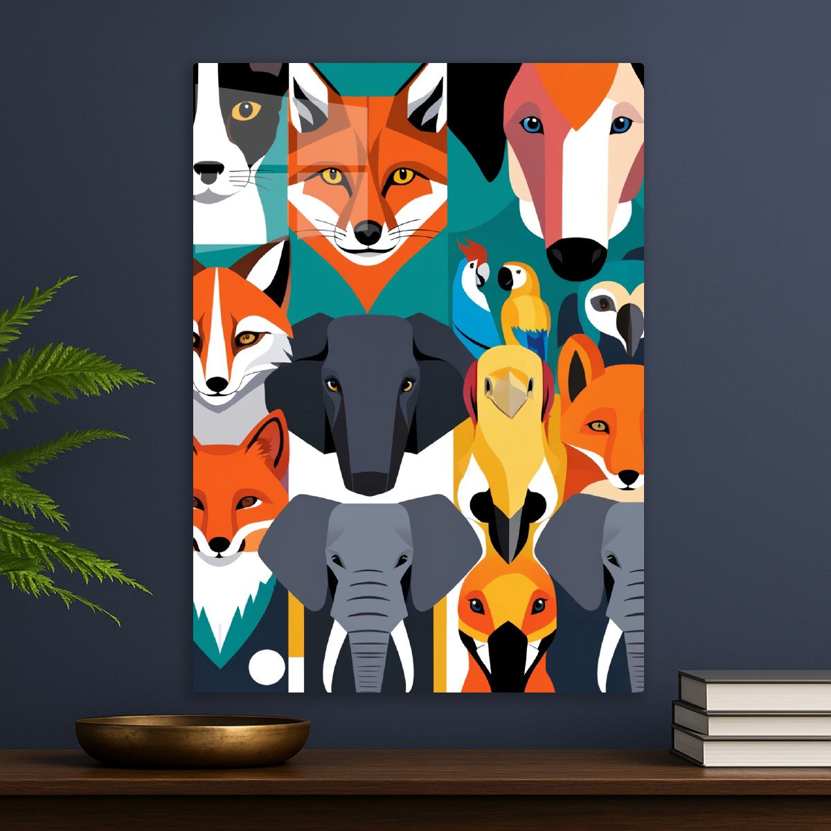 Geometric Animal Faces Grid