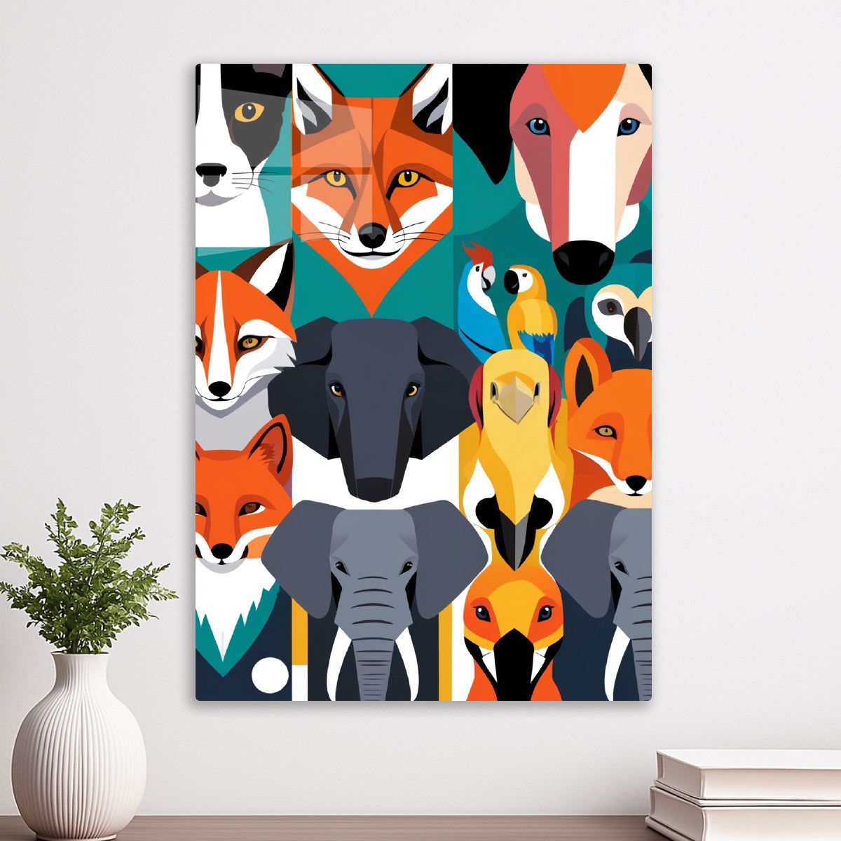 Geometric Animal Faces Grid