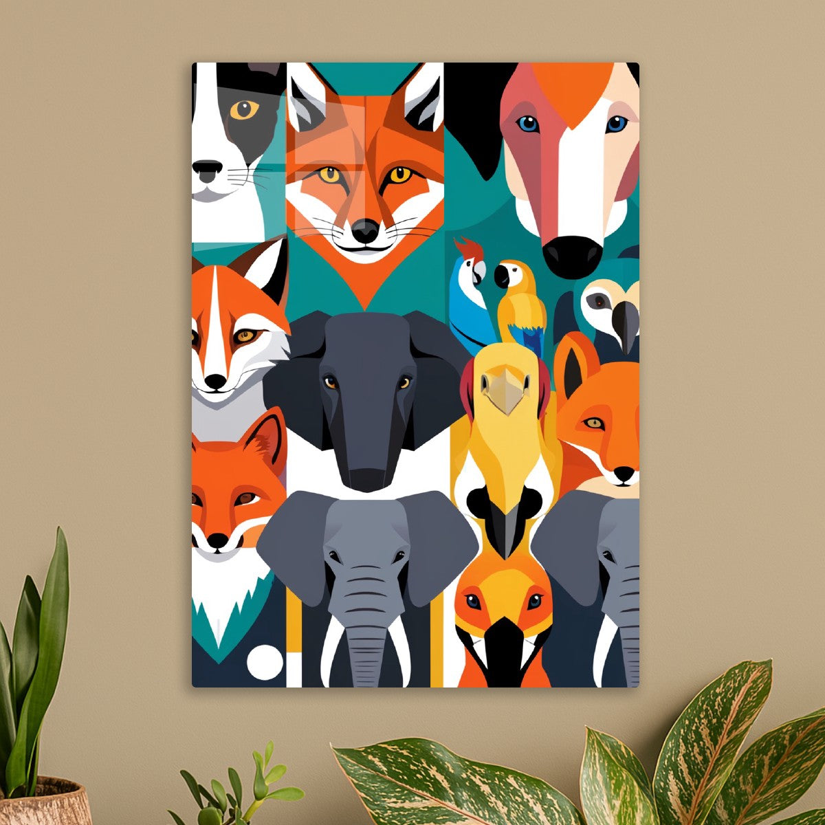 Geometric Animal Faces Grid
