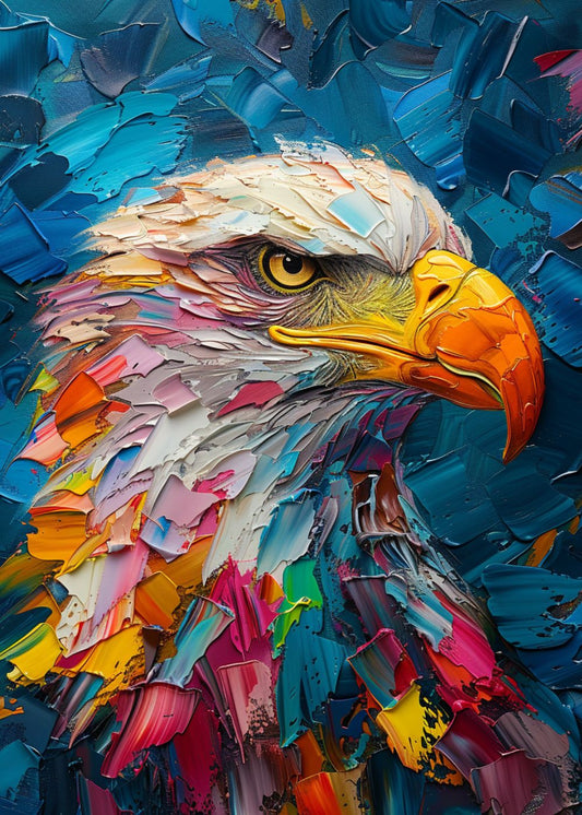 Striking Eagle in 3D Oil Painting