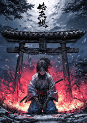 Lone Warrior Under the Moon