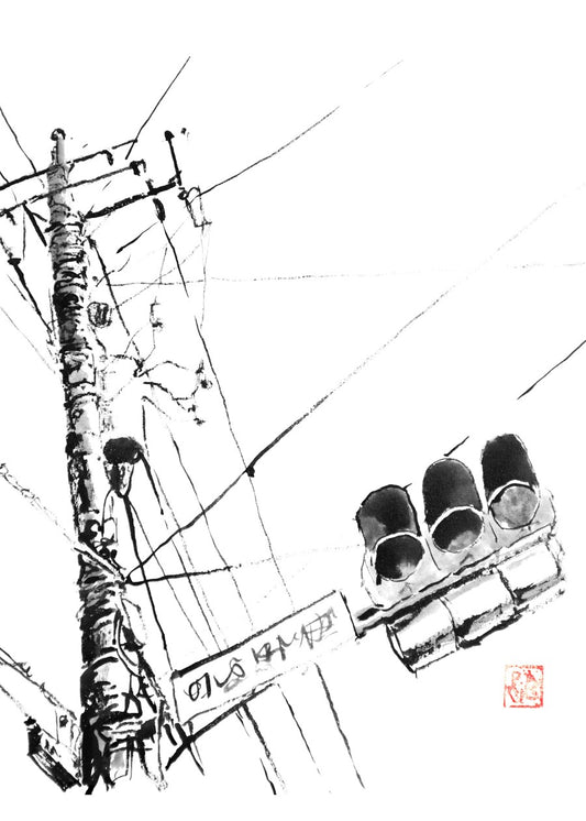 Tokyo street light wires
