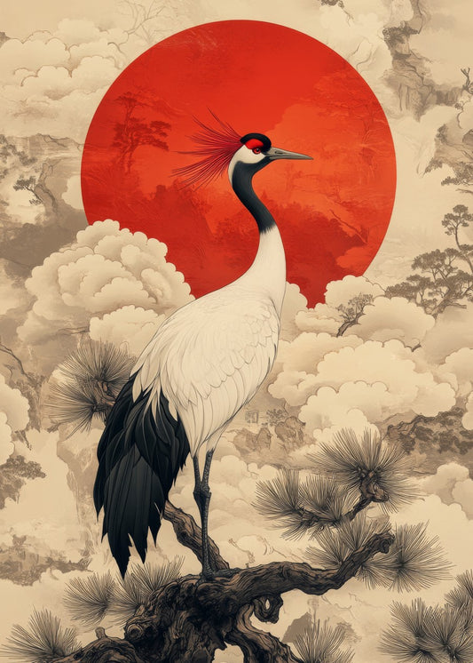 Red Sun, White Crane