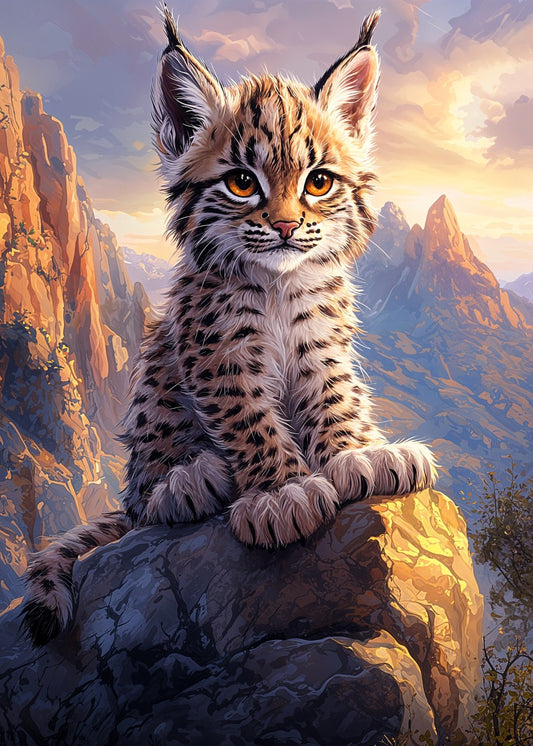 Lynx Cub on Mountain Rock