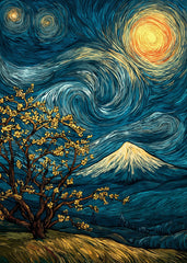 Mount Fuji Under Swirling Sky