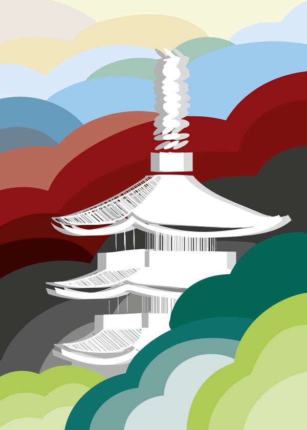 Japanese Temple White Drawing
